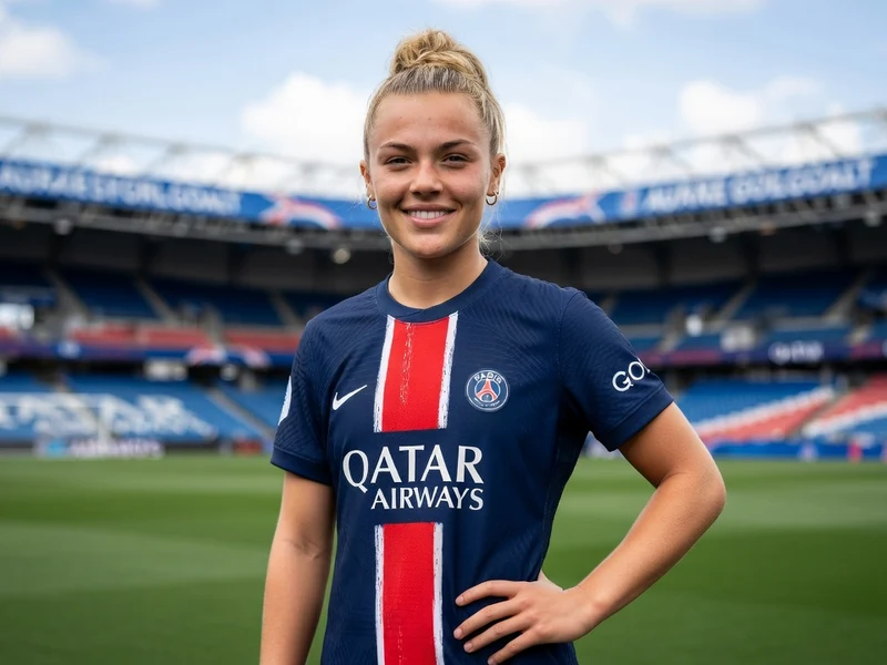 Océane Hurtré se tient main sur la hanche sur un terrain de football dans un stade
