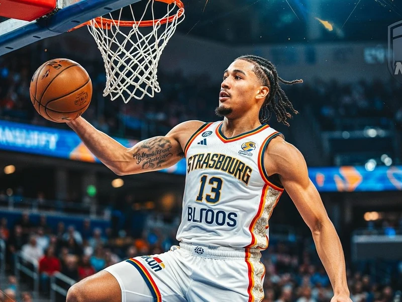 brice Dessert effectue un dunk spectaculaire pendant un match de basket