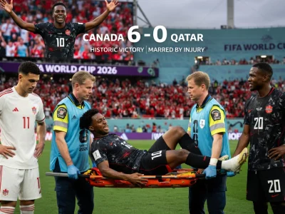 Un joueur blessé est évacué sur une civière lors d'un match de Canada foot au stade