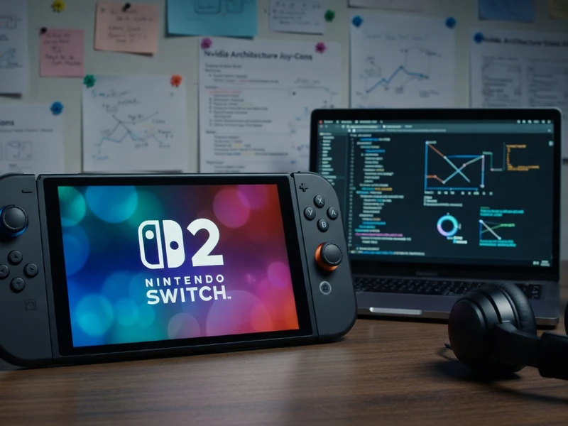 Une console portable avec ordinateur et écouteurs sur un bureau pour Switch 2 forum