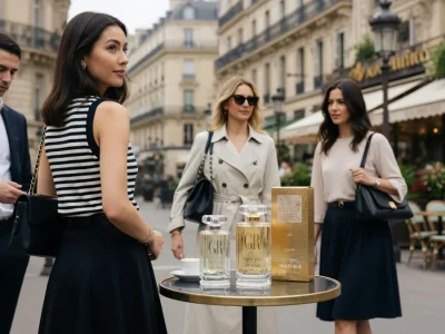 Élégantes personnes rassemblées autour d'une table mettant en avant Georges Rech à Paris