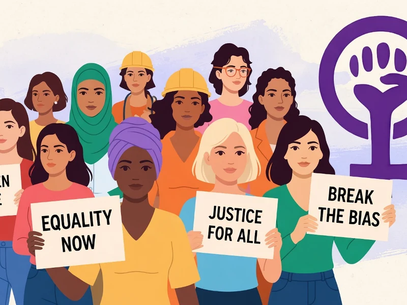 Un groupe de femmes diverses se mobilise pour la journée internationale du droit des femmes