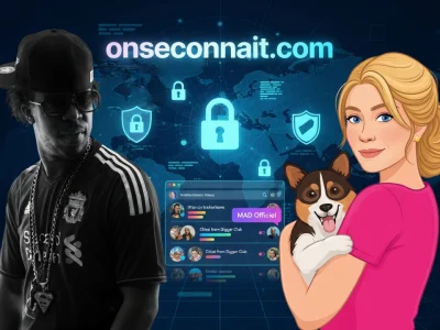 Un homme et une femme tenant un chien sont mis en scène devant une interface connectée sur on se connaît com