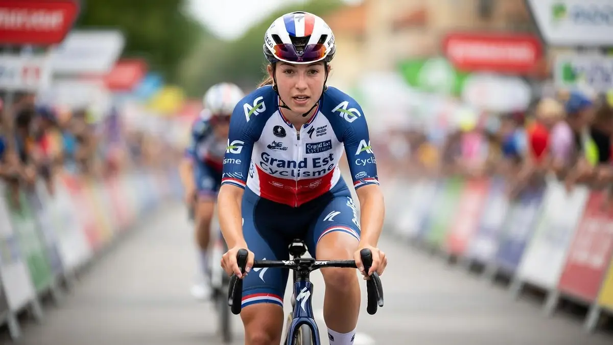 Amandine Muller pédale intensément pendant une course cycliste