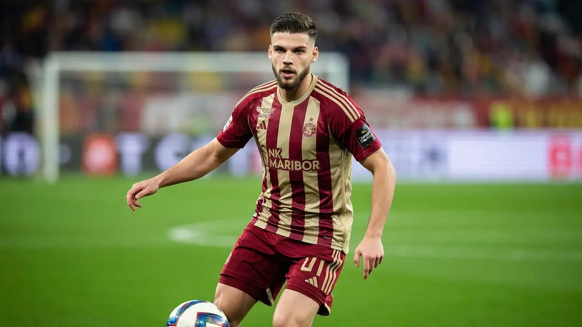 Omar Rekik contrôle le ballon sur la pelouse d'un stade