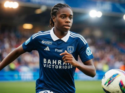 Melween N'Dongala court sur le terrain avec le ballon de football.