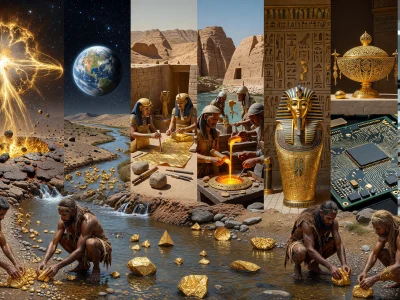 Un collage de scènes qui retrace l'histoire de l'Or à travers les âges