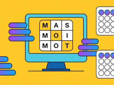 Illustration colorée d'un ordinateur avec des jeux Ouest-France gratuit et des grilles de puzzles