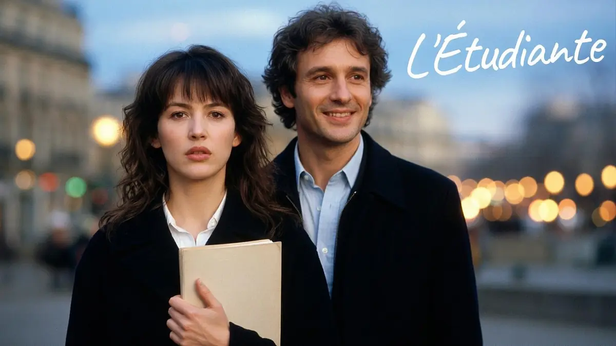 Sophie Marceau et Vincent Lindon incarnent l'étudiante et son compagnon dans une scène romantique en extérieur