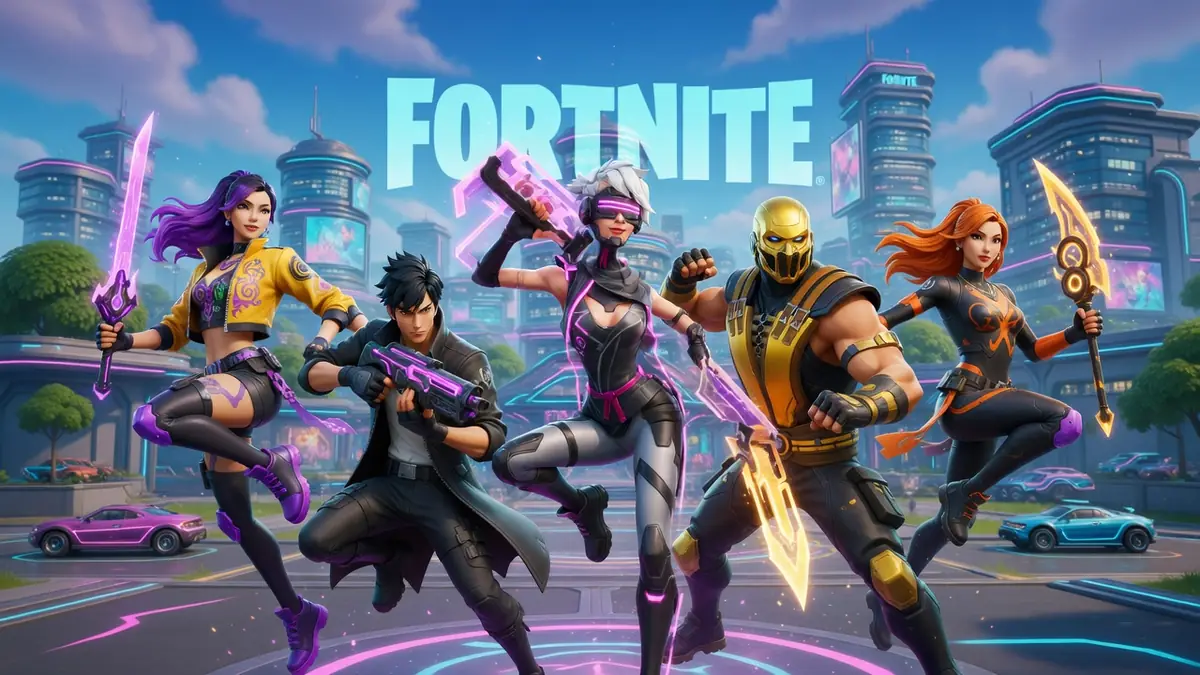 Des personnages dynamiques brandissent leurs armes dans la mise à jour Fortnite