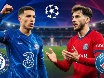 Joueurs de Chelsea Paris Saint-Germain face à face dans un stade