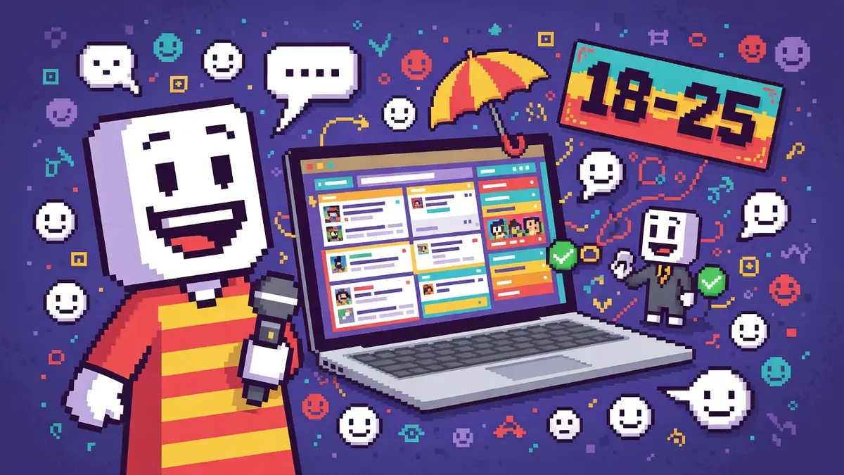 Illustration en style pixel art représentant un personnage souriant devant un ordinateur pour évoquer le forum 1825