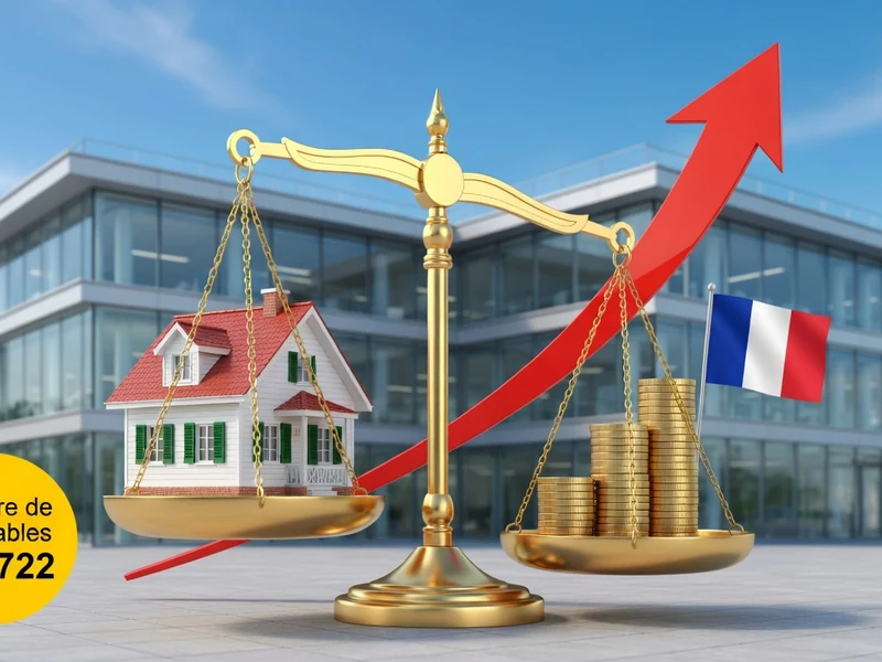 Une balance dorée compare une maison à des piles de pièces pour illustrer l'impôt sur la fortune