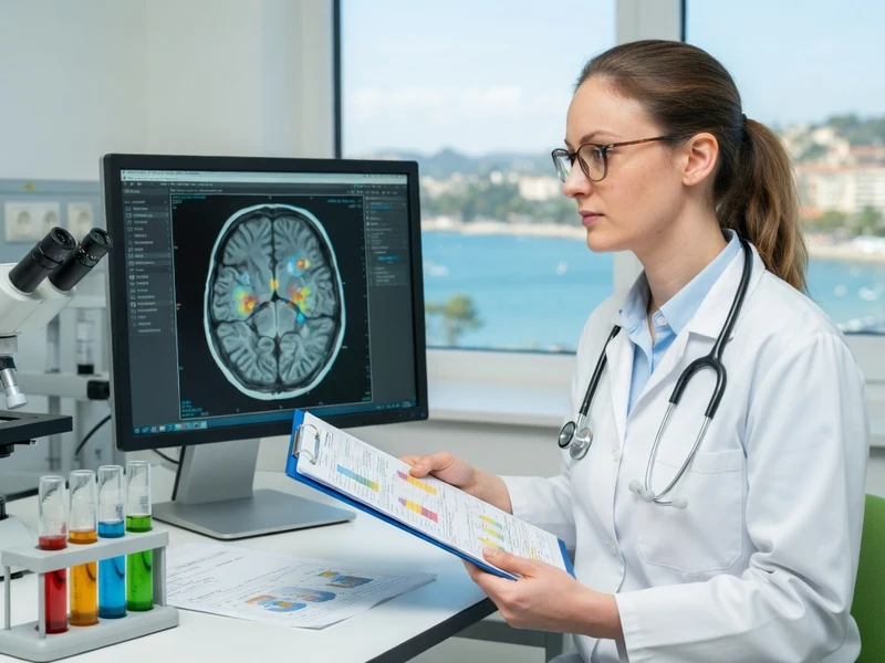 Sophie Tur examine une IRM cérébrale dans son laboratoire de neuro-oncologie