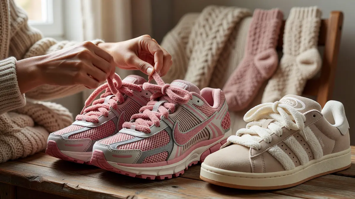 L&rsquo;irrésistible ascension du lacet fluffy : quand la sneaker se fait chausson