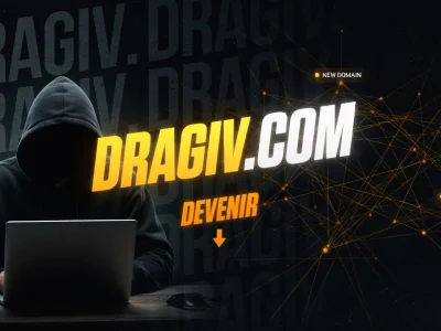 Un homme encapuchonné travaille sur un ordinateur portable dans l'univers Dragiv