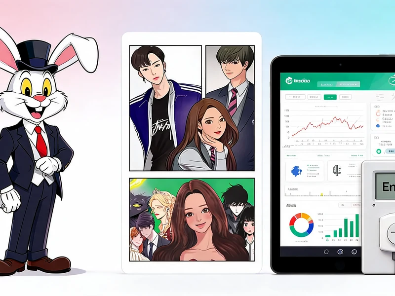 Lapin en costume et tablette affichant des contenus illustrés pour illustrer le concept de Toon fr
