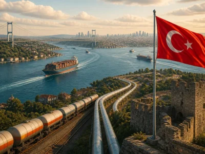 Vue du détroit d'Istanbul illustrant la carte Turquie dans le monde comme un carrefour stratégique majeur
