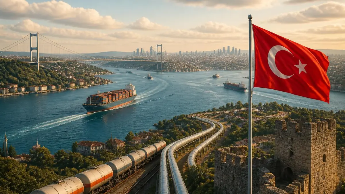 Vue du détroit d'Istanbul illustrant la carte Turquie dans le monde comme un carrefour stratégique majeur