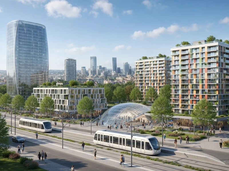 Le quartier Les Agnettes animé par des tramways entre immeubles modernes et verdure