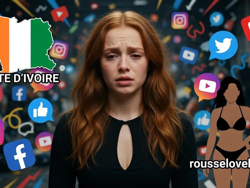Une rousse au visage soucieux dans la tempête numérique de rousseloveblack
