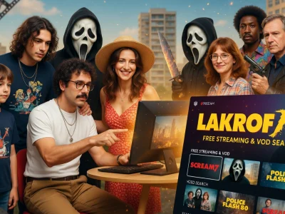 Une famille et des masqués se regroupent pour regarder Lakrof sur un ordinateur portable