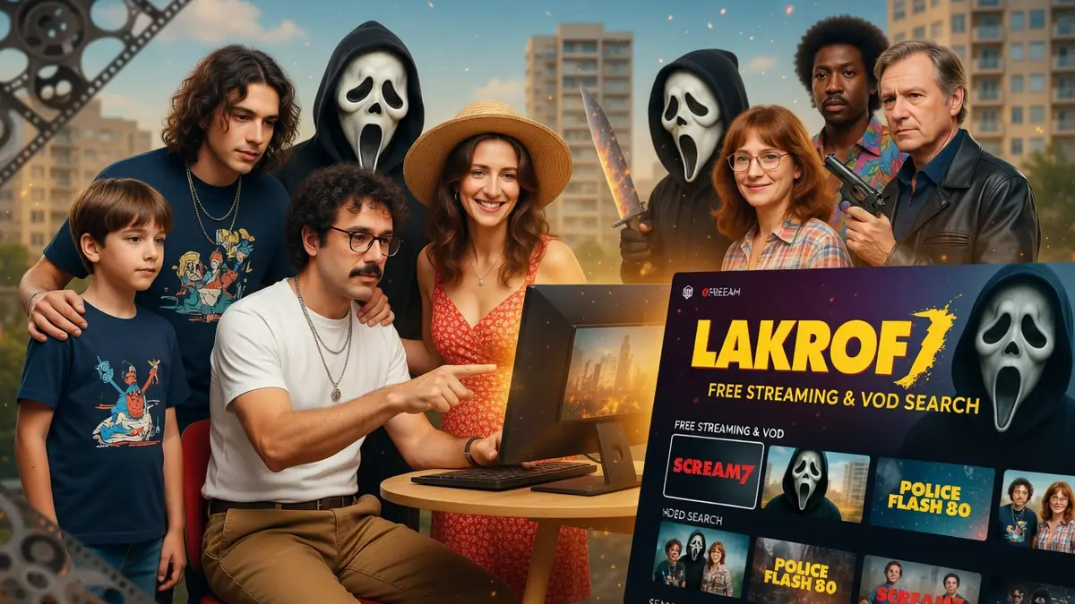 Une famille et des masqués se regroupent pour regarder Lakrof sur un ordinateur portable