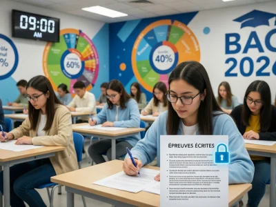 Des élèves passent le bac 2026 dans une salle d'examen