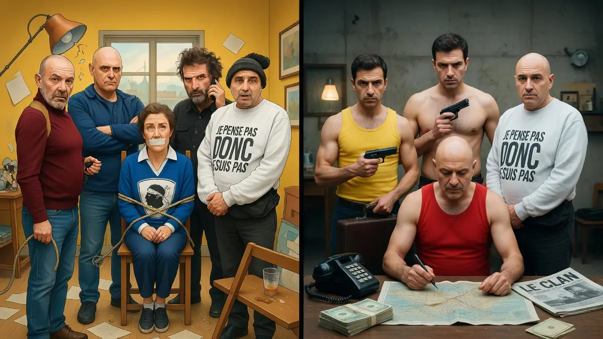 Deux scènes contrastées illustrant les personnages et l'ambiance de tension autour de le Clan