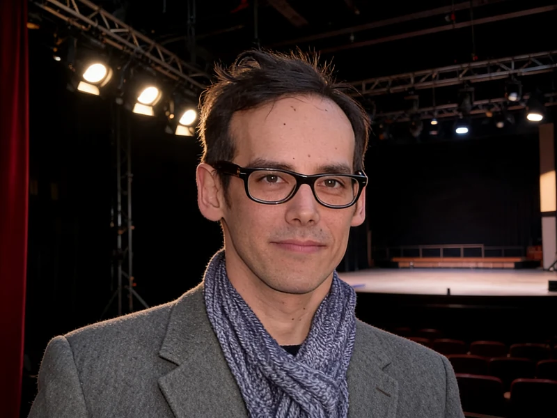 ken Higelin se tient dans une salle de théâtre devant une scène vide