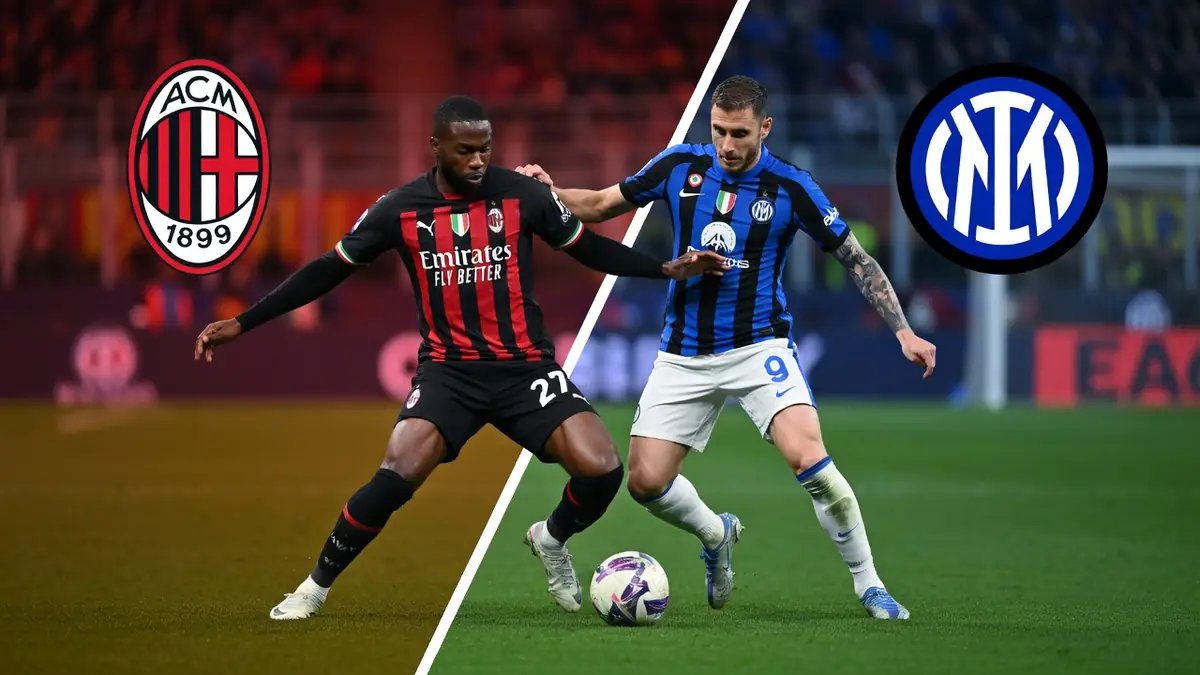 Deux joueurs se disputent le ballon lors du derby Inter Milan Milan AC