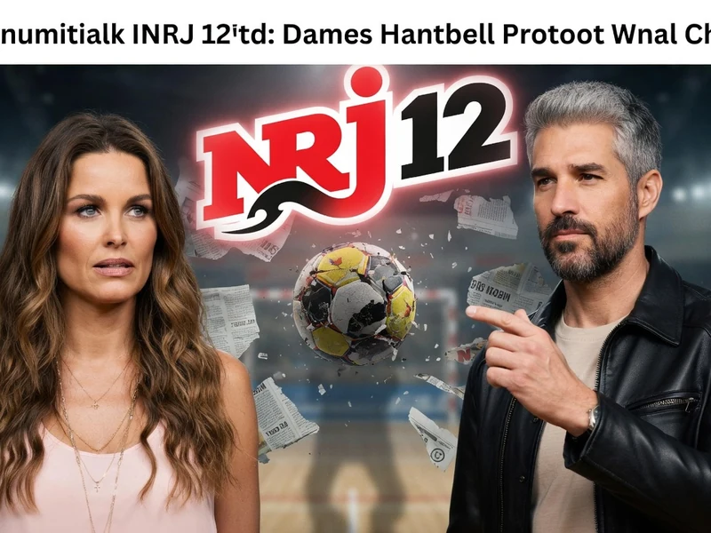 Jeny Priez se tient à côté d'un homme qui pointe du doigt sur fond de stade