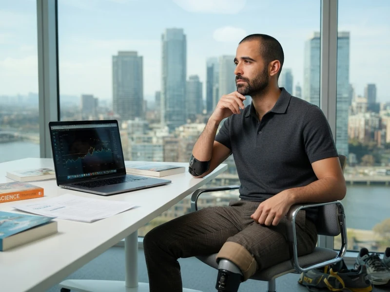 Louis Derungs est assis à son bureau devant une baie vitrée avec vue sur une ville moderne