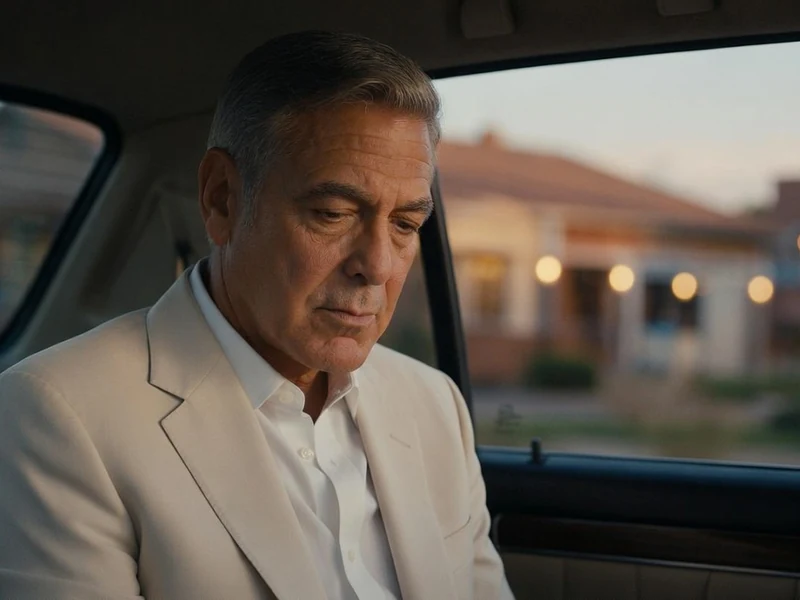 George Clooney incarne Jay Kelly dans une scène contemplative à l'arrière d'une voiture au crépuscule