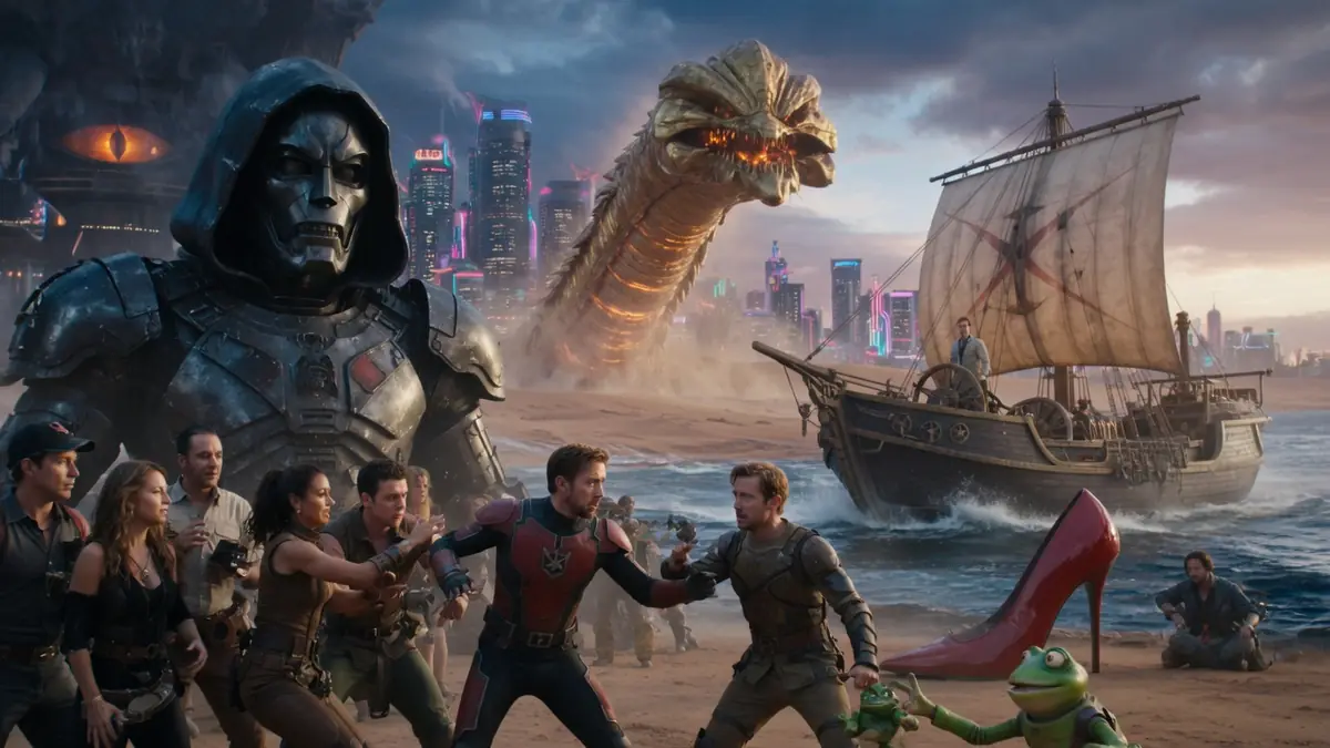 Un groupe de super-héros affronte un dragon sur la plage dans le film 2026 à voir
