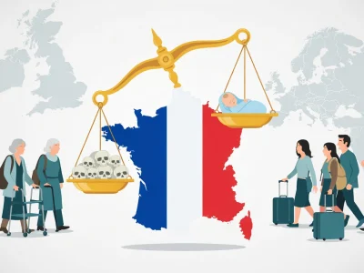 Une balance illustrant les évolutions démographiques et les nombres d'habitants en France