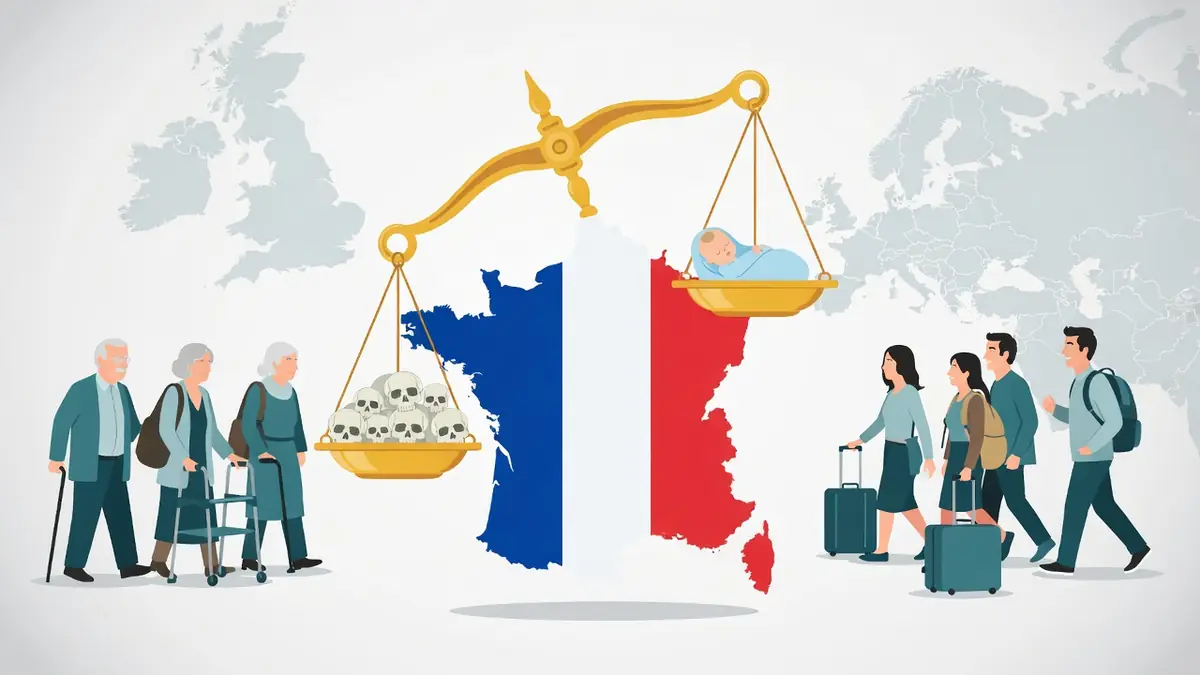 Une balance illustrant les évolutions démographiques et les nombres d'habitants en France
