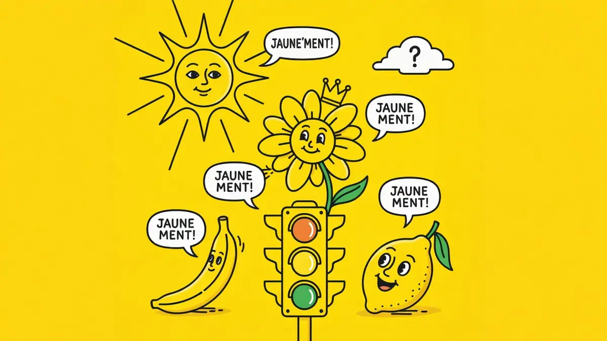 Illustration ludique de divers éléments colorés illustrant le concept de jaunement
