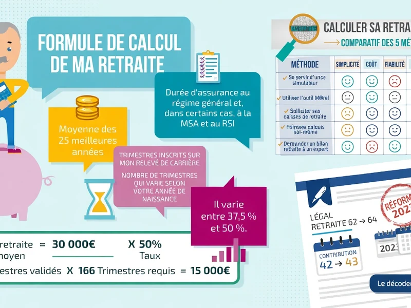 Graphique illustrant comment calculer pour la retraite avec une tirelire et des icônes financières