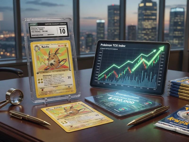 Un bureau présente des objets Pokémon illustrant la valeur des cartes Pokémon