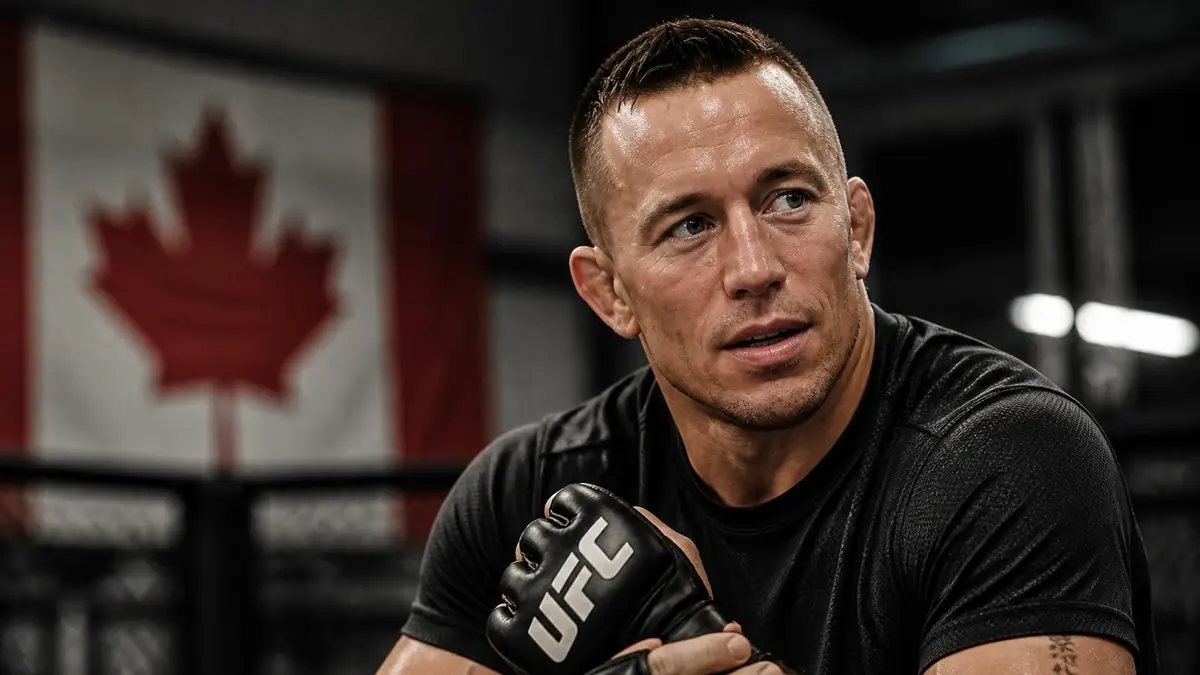 Le champion mma george st pierre pose pour un portrait dans une salle d'entraînement