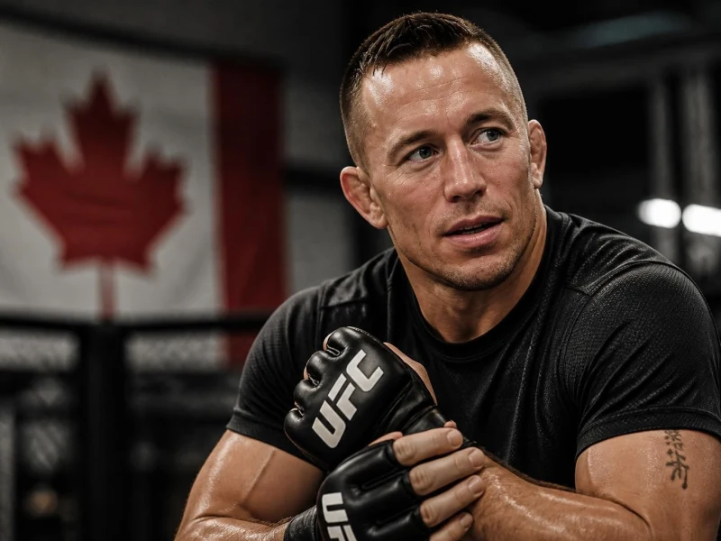Le champion mma george st pierre pose pour un portrait dans une salle d'entraînement