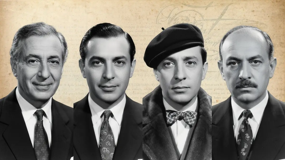 Un montage de quatre portraits vintage montre Paul Bernard à différentes époques