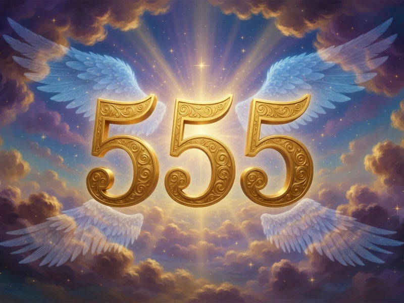 Image d'ailes bleues sur ornements dorés dans un ciel nuageux étoilé pour la 555 signification