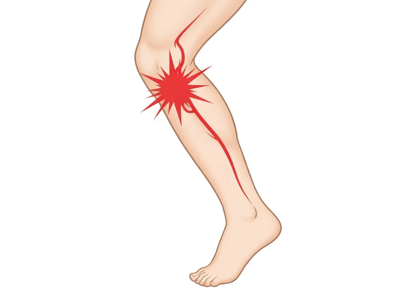 Illustration d'une douleur localisée sur le trajet du nerf fibulaire commun au niveau du genou