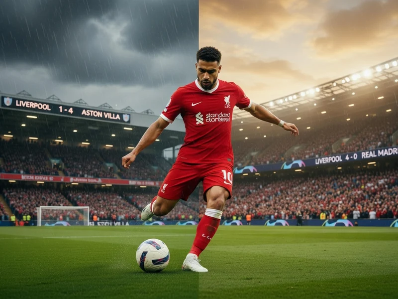 Un footballeur en action dans un stade illustre le classement Liverpool