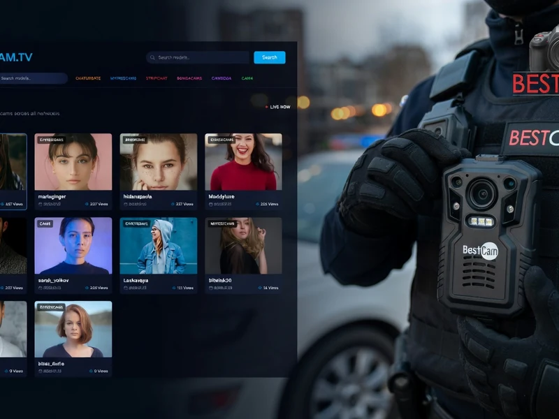 Des visages sur un écran à côté d'un agent tenant une Bestcam