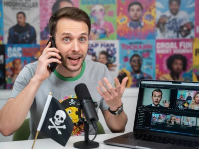 Un homme parle au téléphone devant un ordinateur affichant des vidéos Momokando