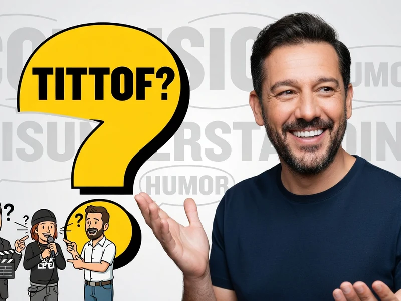 Un homme souriant gesticule près de personnages dessinés confus autour de Tittof