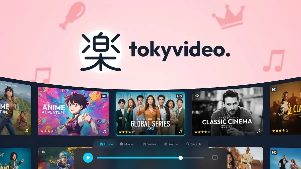 Interface de navigation présentant une sélection variée de films et de séries sur la plateforme Tokyvideo